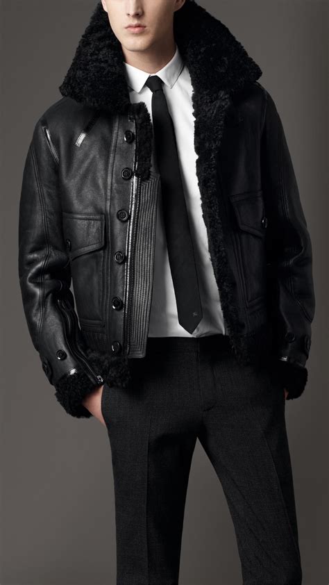 burberry london shearling coat|burberry leather jacket men's.